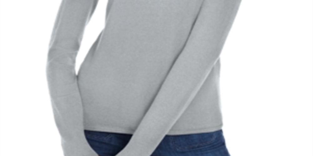 Maison Jules Women's Mock Neck Sweater Gray Size Large