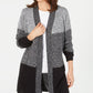 Karen Scott Women's Colorblocked Cardigan Gray Size -Petite L