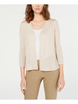 Alfani Women's Otto Textured 3/4 Sleeves Cardigan Sweater Brown Size Medium