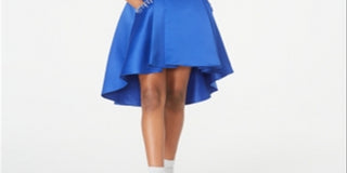 Rare Editions Big Girl's Beaded Satin High Low Dress Blue Size 10
