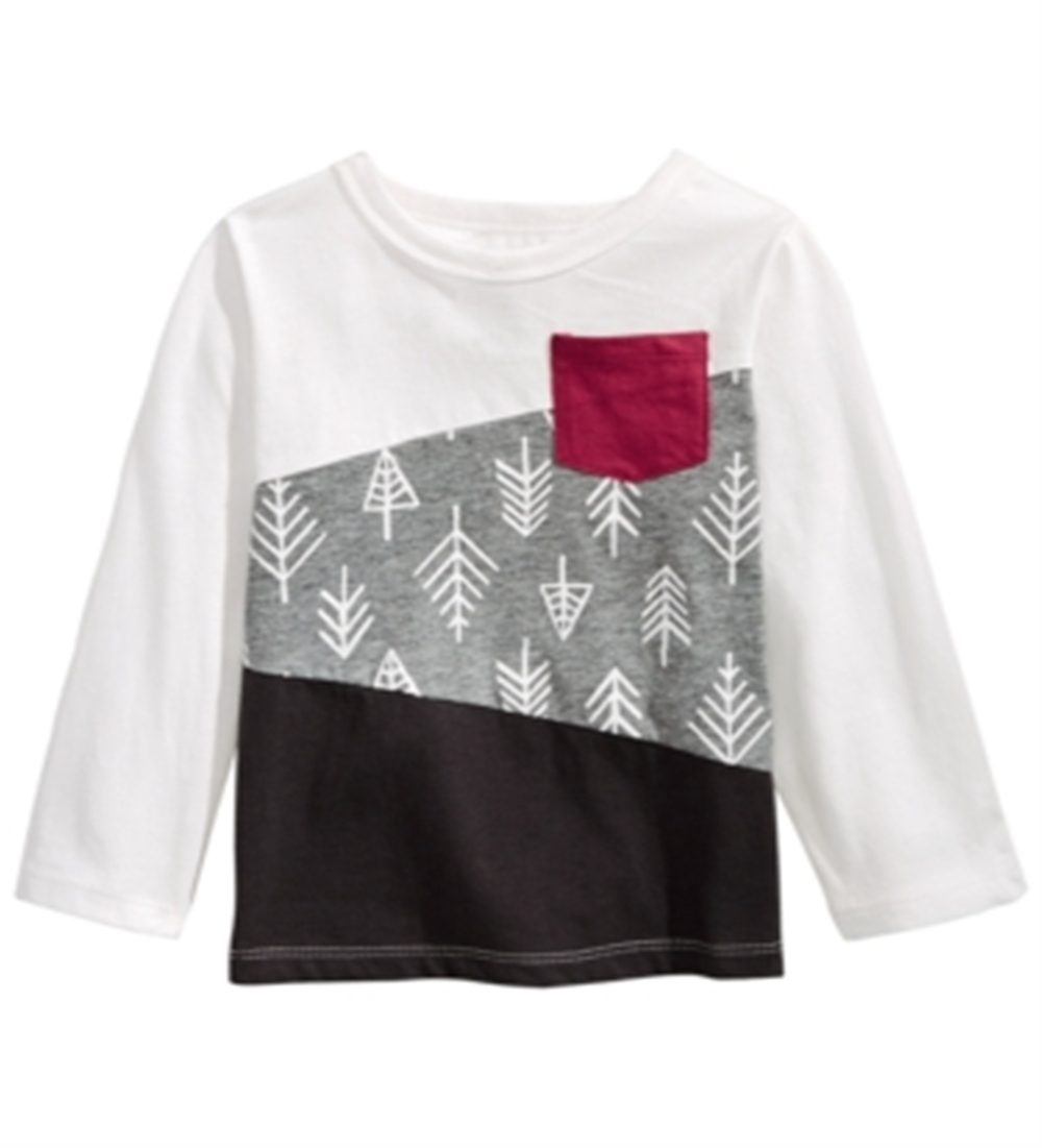 First Impressions Baby Boy's Cotton Long Sleeve Colorblocked T-Shirt White Size 12MO