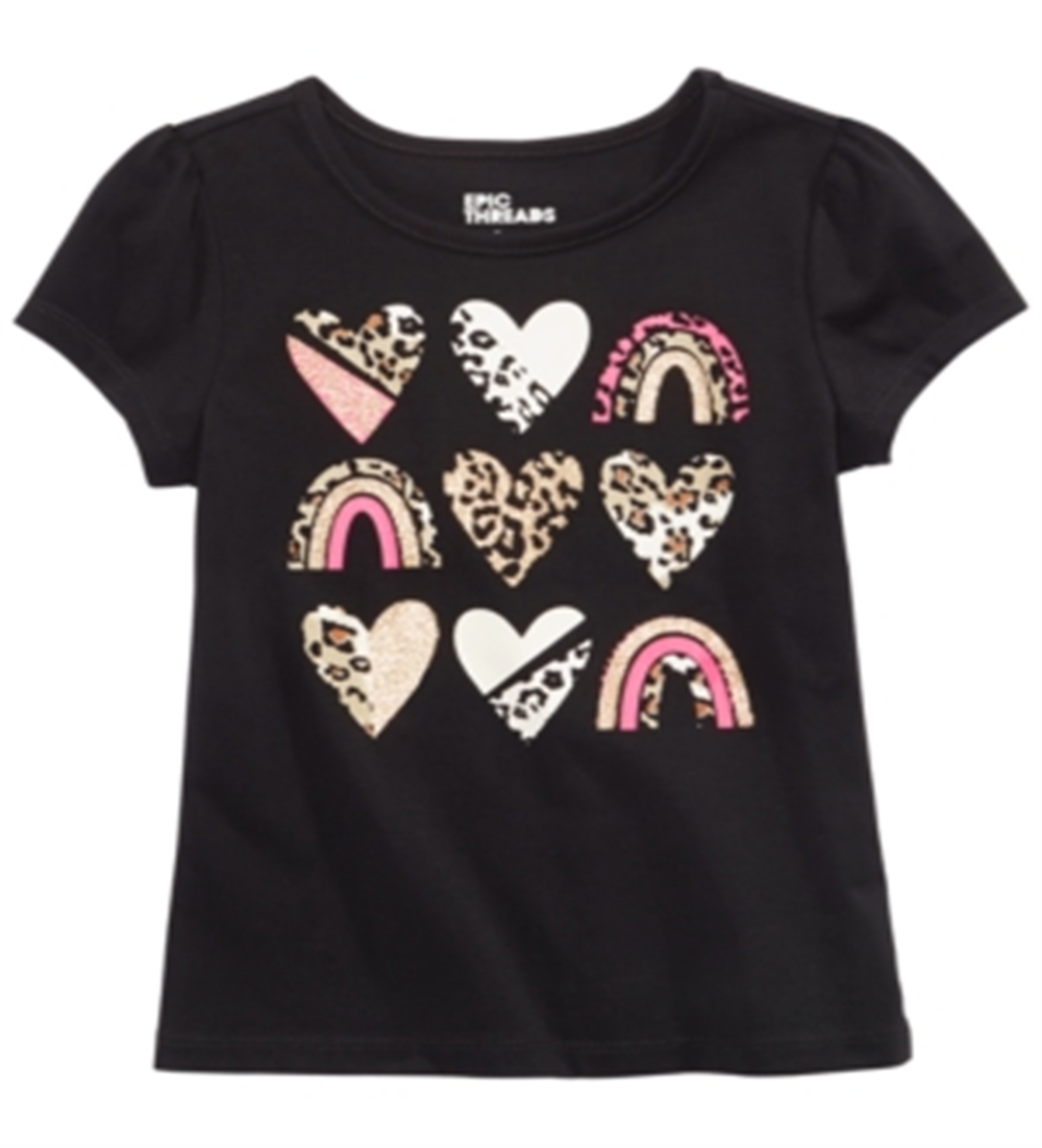 Epic Threads Little Girl's Animal Hearts T-Shirt Black Size 6