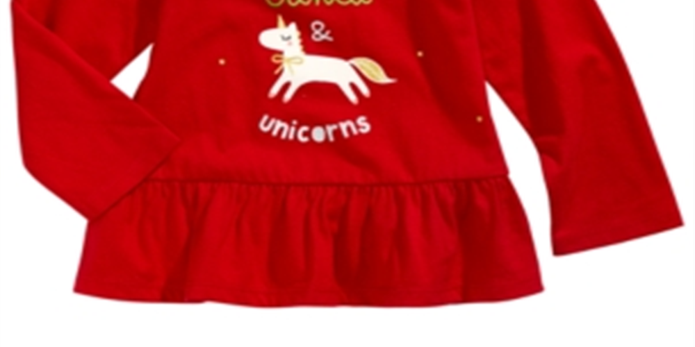 First Impressions Baby Girl's Unicorn Print Cotton T-Shirt Red Size 0-3MOS