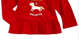 First Impressions Baby Girl's Unicorn Print Cotton T-Shirt Red Size 0-3MOS