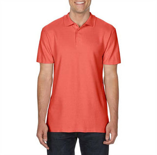 Gildan Men's Short Sleeve Double Pique Polo Shirt Orange Size L