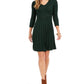 Jessica Howard Women's 3/4 Sleeve V Neck Short Fit Flare Dress Green Size X-Large