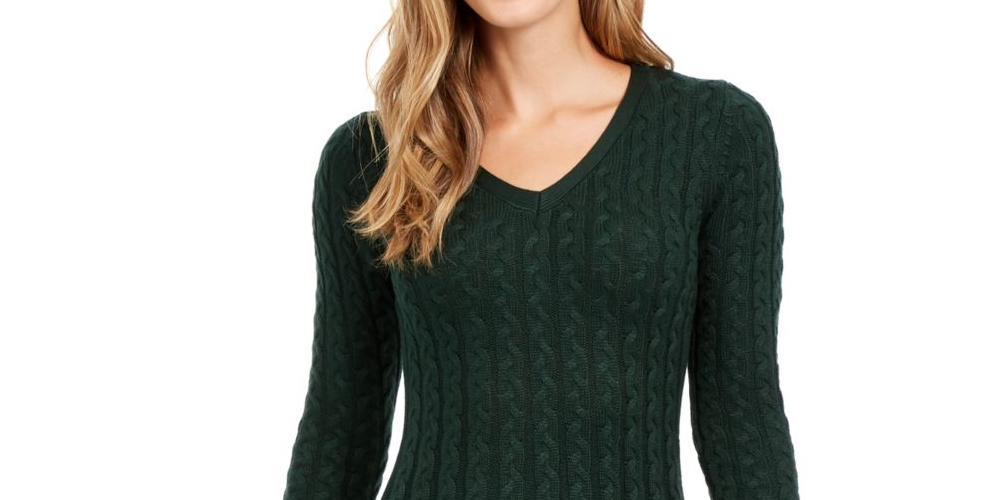 Jessica Howard Women's 3/4 Sleeve V Neck Short Fit Flare Dress Green Size X-Large