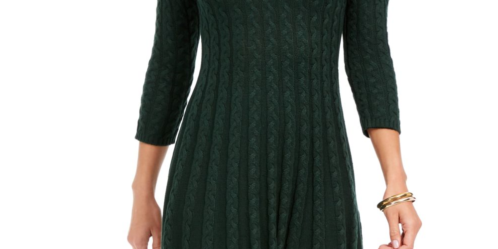 Jessica Howard Women's 3/4 Sleeve V Neck Short Fit Flare Dress Green Size X-Large