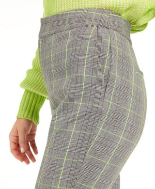 Bar III Women's Plaid Straight Leg Pants Gray Size 0