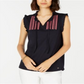 Tommy Hilfiger Women's Embroidered Tie Neck Tank Top Navy Size XX-Large
