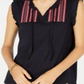 Tommy Hilfiger Women's Embroidered Tie Neck Tank Top Navy Size XX-Large