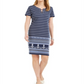 Karen Scott Women's Lace up Split Neck Dress Blue Size Small