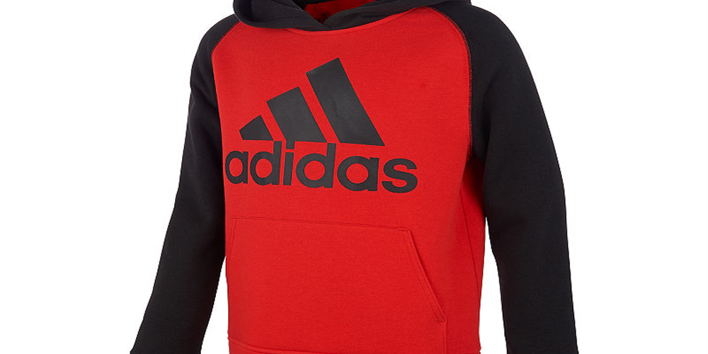 Adidas Big Boy's Colorblocked Fleece Hoodie Red Size Small