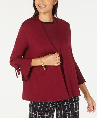 Alfani Women's Tie Sleeve Cardigan Red Size -Petite L