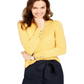 Charter Club Women's Button Cuff Merino Wool Sweater Yellow Size Petite Small