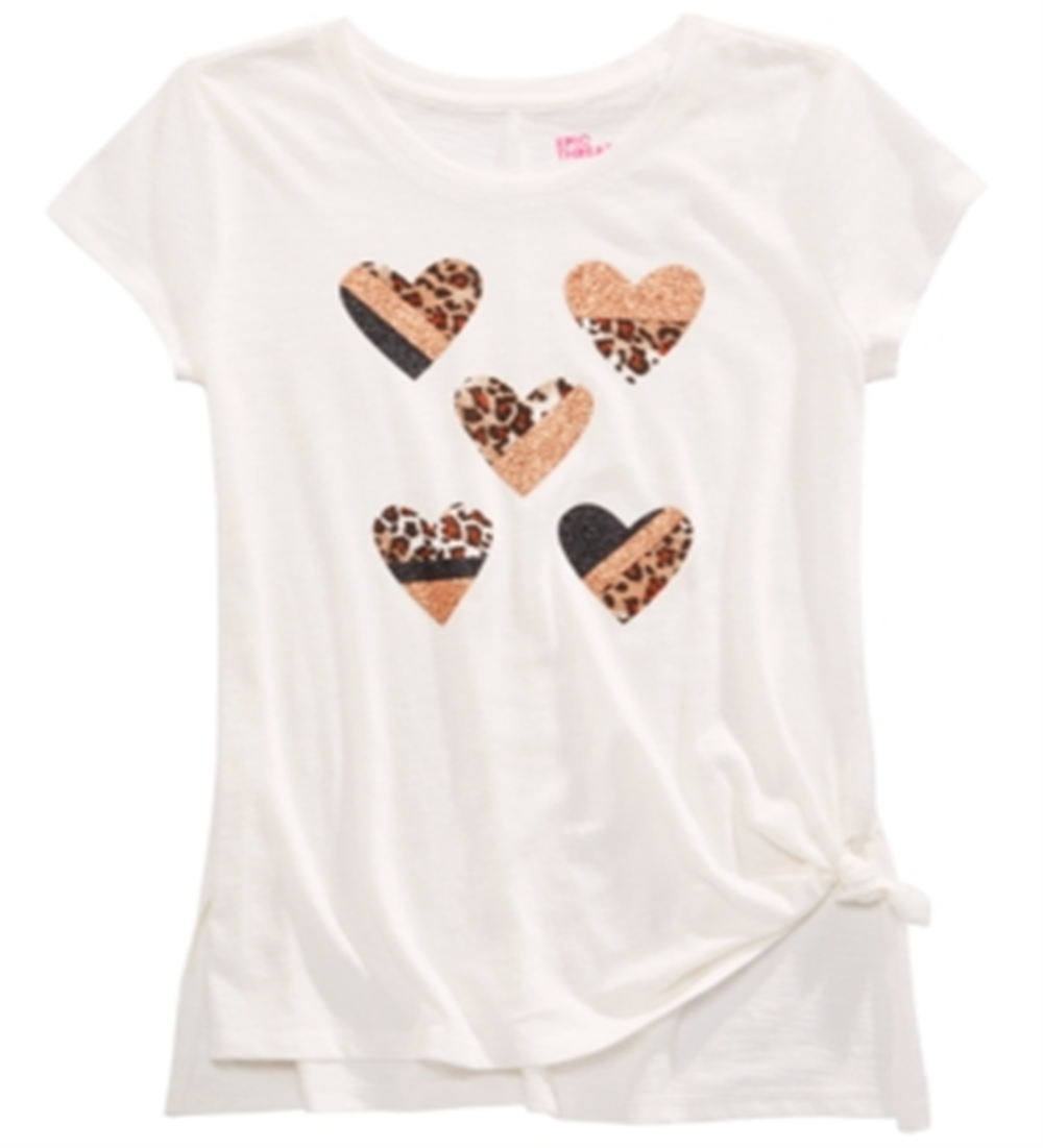 Epic Threads Big Girl's Side Tie Graphic Print T-Shirt White Size Medium