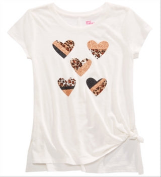 Epic Threads Big Girl's Side Tie Graphic Print T-Shirt White Size Medium