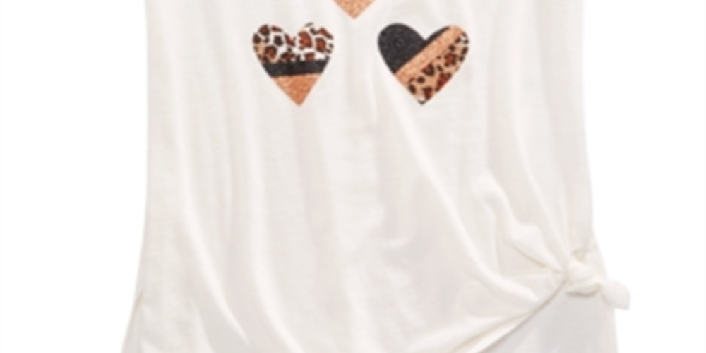 Epic Threads Big Girl's Side Tie Graphic Print T-Shirt White Size Medium