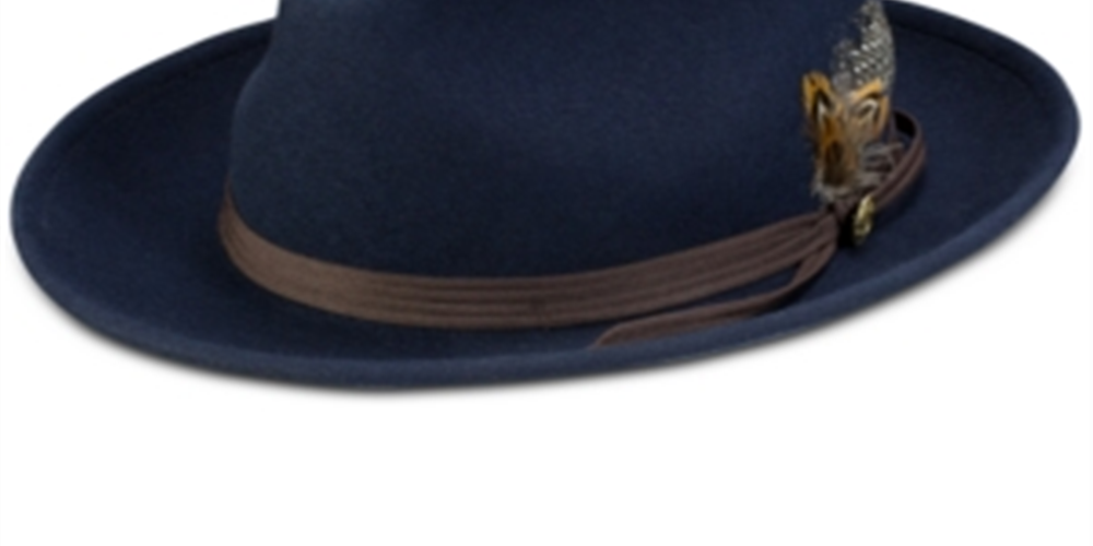 Stetson Men's Layden Felt Fedora Cap Blue Size L