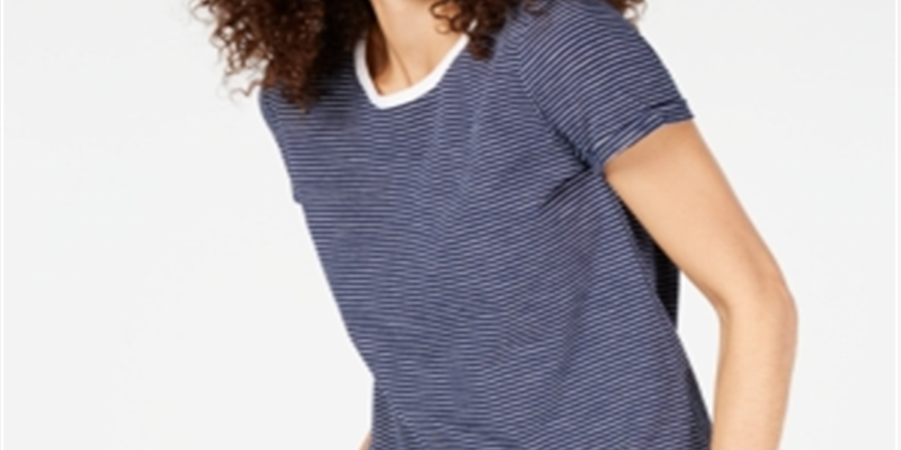 Maison Jules Women's Short Sleeve T-Shirt Top Blue Size XX-Large