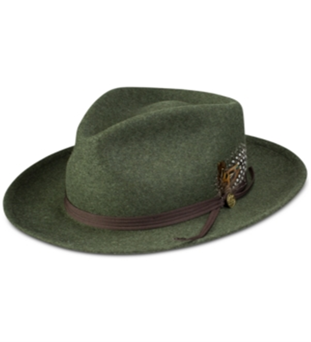 Stetson Men's Layden Felt Fedora Cap Green Size Regular