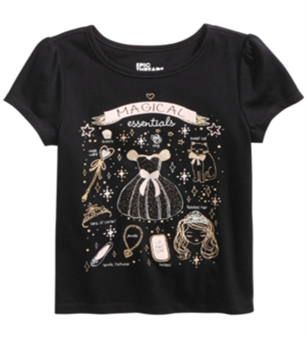 Epic Threads Little Girl's Magical Essentials Print T-Shirt Black Size 6