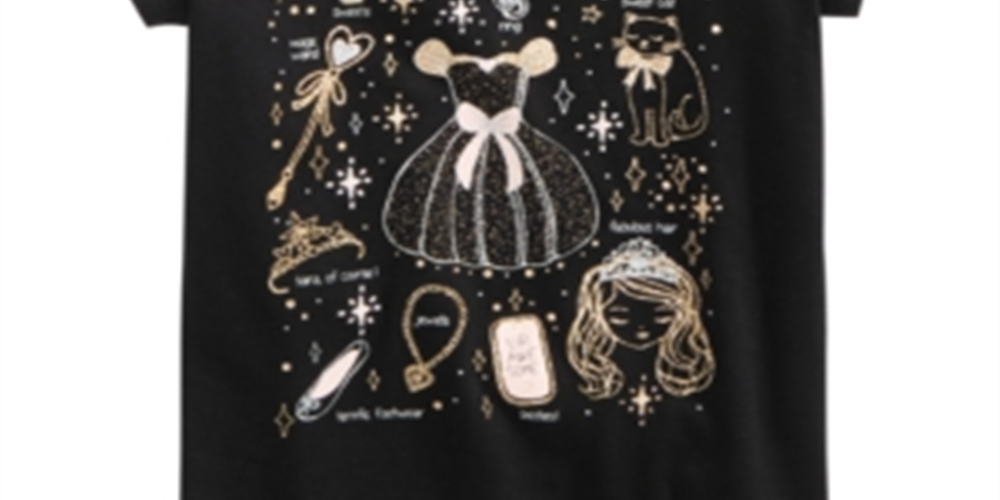 Epic Threads Little Girl's Magical Essentials Print T-Shirt Black Size 6