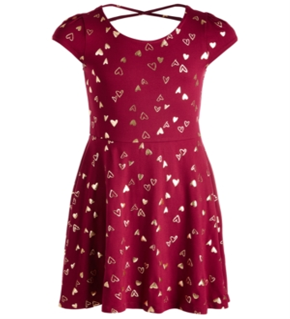 Epic Threads Big Girl's Foil Print Crisscross Strap Dress Red Size Medium