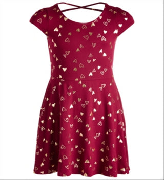 Epic Threads Big Girl's Foil Print Crisscross Strap Dress Red Size Medium