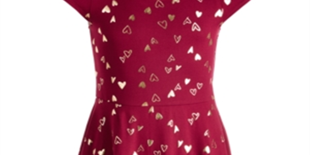 Epic Threads Big Girl's Foil Print Crisscross Strap Dress Red Size Medium