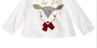 First Impressions Toddler Girl's Reindeer Bow T-Shirt White Size 4T