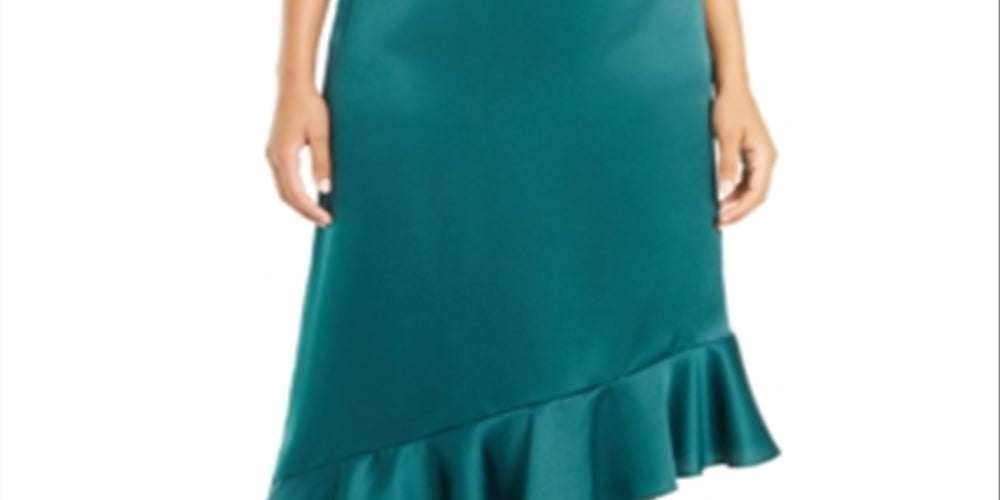 Alfani Women's Asymmetrical Ruffle Hem Skirt Green Size 6