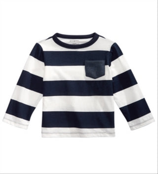 First Impressions Baby Boy's Cotton Rugby Stripe T-Shirt Navy /White Size 18MOS