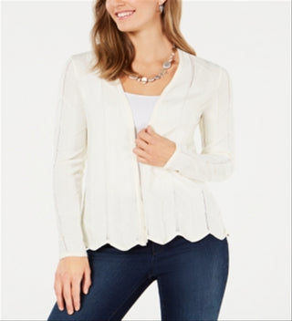 Charter Club Women's Open Front Cardigan White Size Medium