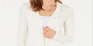 Charter Club Women's Open Front Cardigan White Size Medium