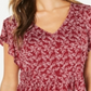 Style & Co Women's Flutter Sleeve Printed Peplum Top Red Size Petite