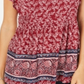 Style & Co Women's Flutter Sleeve Printed Peplum Top Red Size Petite