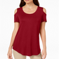 JM Collection Women's Cold Shoulder Swing T-Shirt Red Size X-Large