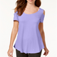 JM Collection Women's Cold Shoulder Swing T-Shirt Purple Size X-Small