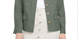 Charter Club Women's Four Pocket Denim Jacket Green Size Medium