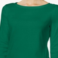 Charter Club Women's Pima Cotton Boat Neck Button Shoulder Top Green Size X-Small