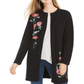 Style & Co Women's Embroidered Sweater Jacket Black Size Small