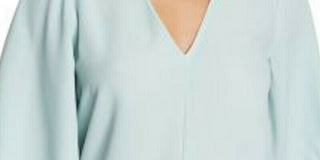 1.STATE Women's Tie Front V Neck Blouse Green Size Small