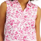 Charter Club Women's Toile Print Sleeveless Shirt Pink Size 18