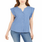 Style & Co Women's Eyelet Sleeveless Shirt Blue Size Medium