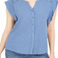 Style & Co Women's Eyelet Sleeveless Shirt Blue Size Medium