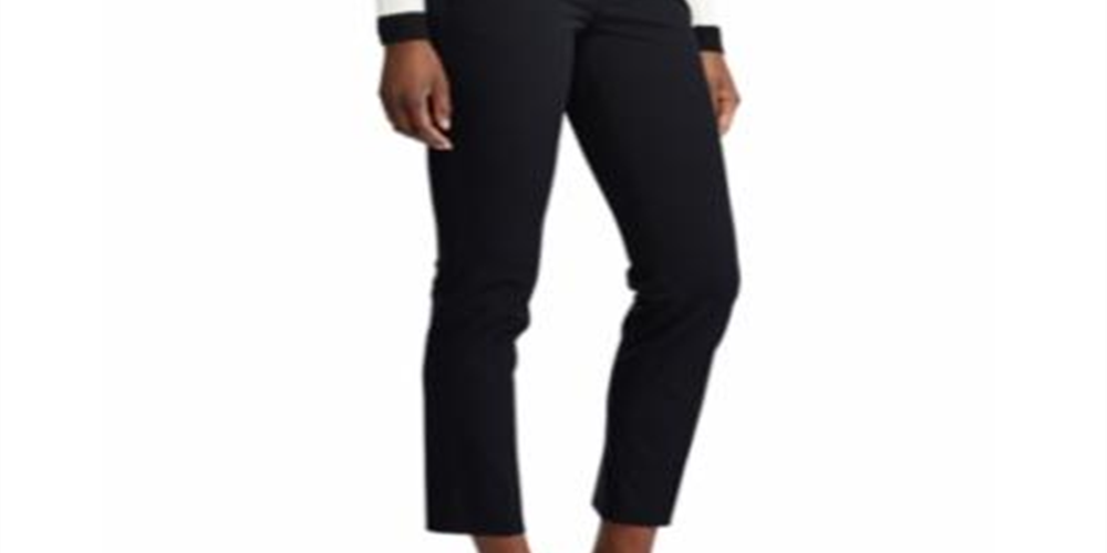 Ralph Lauren Women's Stretch Straight Leg Pants Black Size 14 Petite
