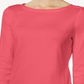 Charter Club Women's Pima Cotton Boat Neck Button Shoulder Top Red Size XX-Large