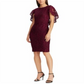 Ralph Lauren Women's Cape Overlay Lace Dress Merlot Size 2