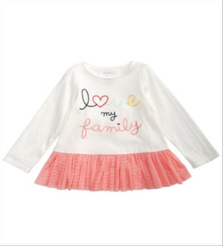 First Impressions Baby Girl's Family Print Cotton Peplum T-Shirt White Size 3-6MOS